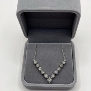 0.50 CT Natural Diamond Chevron Sterling Silver Necklace